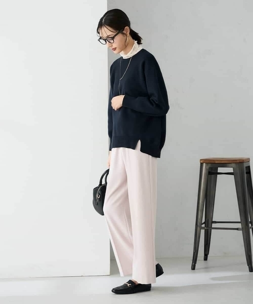 a.v.v(アーヴェヴェ)の「スウェットライクニット(ニット/セーター・レディース・ネイビー/ライトグレー/アイボリー/ライトピンク・36/40/38)」の10枚目の写真