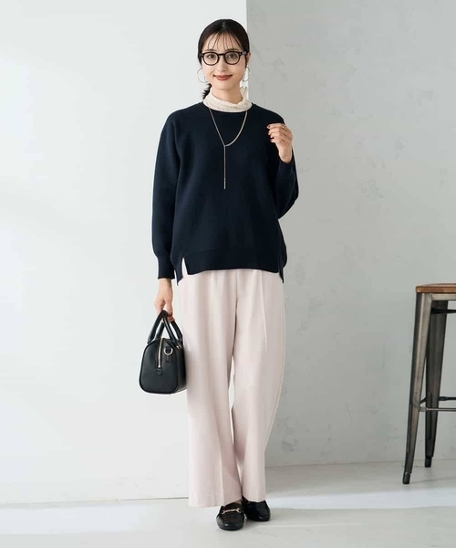 a.v.v(アーヴェヴェ)の「スウェットライクニット(ニット/セーター・レディース・ネイビー/ライトグレー/アイボリー/ライトピンク・36/40/38)」の9枚目の写真