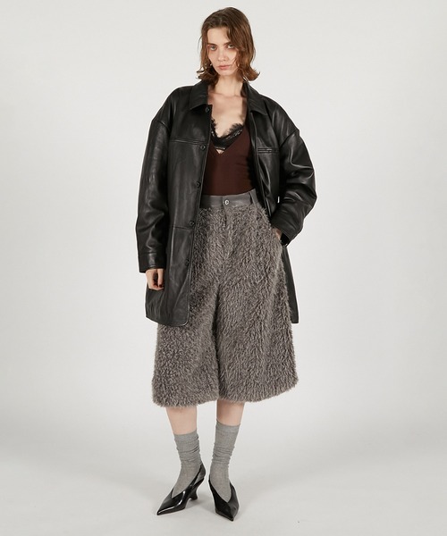 PRANK PROJECT（プランクプロジェクト）の「パディングレザーカーコート / Padded Leather Car Coat（その他アウター・レディース・ダークブラック/ブラック・FREE）」の4枚目の写真