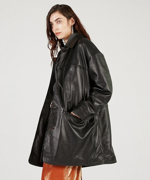 PRANK PROJECT（プランクプロジェクト）の「パディングレザーカーコート / Padded Leather Car Coat（その他アウター・レディース・ダークブラック/ブラック・FREE）」の8枚目の写真