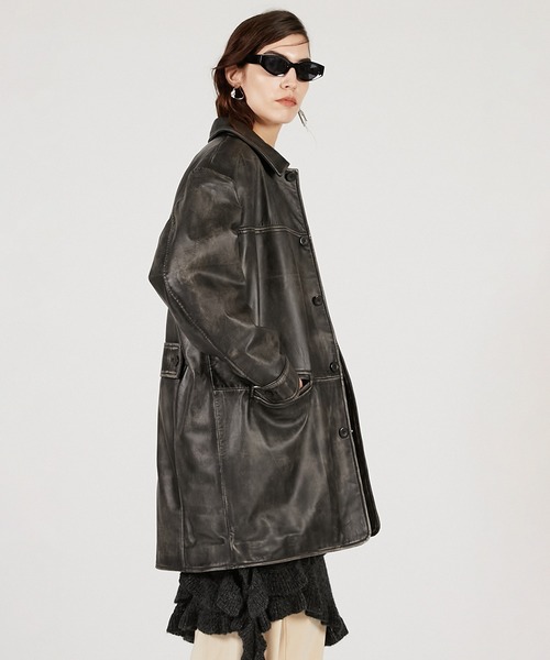 PRANK PROJECT（プランクプロジェクト）の「パディングレザーカーコート / Padded Leather Car Coat（その他アウター・レディース・ダークブラック/ブラック・FREE）」の12枚目の写真