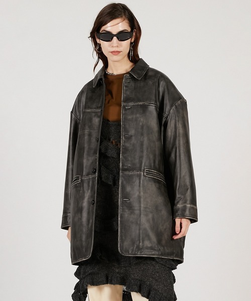 PRANK PROJECT(プランクプロジェクト)の「パディングレザーカーコート / Padded Leather Car Coat(その他アウター・レディース・ダークブラック/ブラック・FREE)」の21枚目の写真