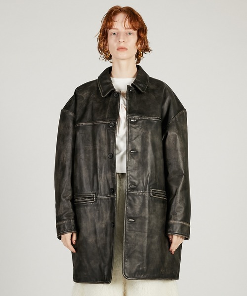 PRANK PROJECT(プランクプロジェクト)の「パディングレザーカーコート / Padded Leather Car Coat(その他アウター・レディース・ダークブラック/ブラック・FREE)」の22枚目の写真