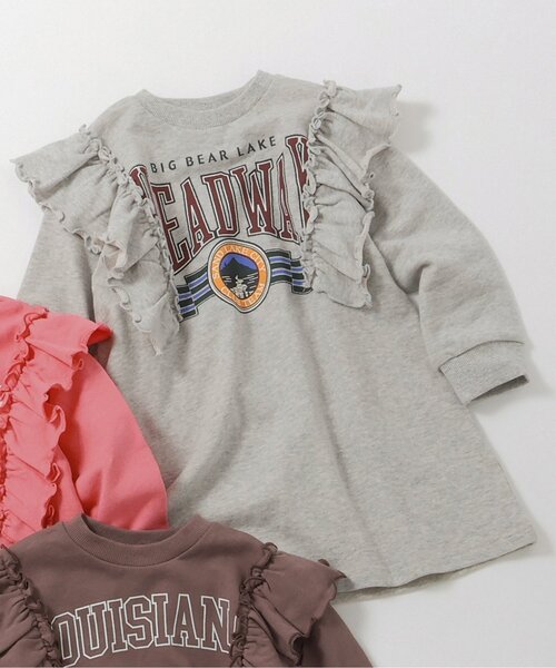 BREEZE(ブリーズ)の「【ジュニア対応】カレッジフリルワンピース(ワンピース・キッズ・ピンク/グレー/ブラウン・100/140/120/110/80/90/130)」の2枚目の写真