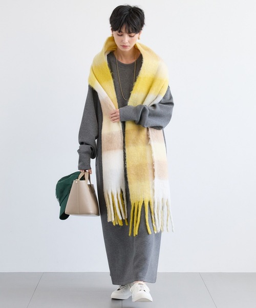 BARNYARDSTORM（バンヤードストーム）の「BARNYARDSTORM / 刺繍チェックストール【WEB限定カラー】（ストール/ショール・レディース・ブラック/イエロー/ブルー/レッド・FREE）」の13枚目の写真