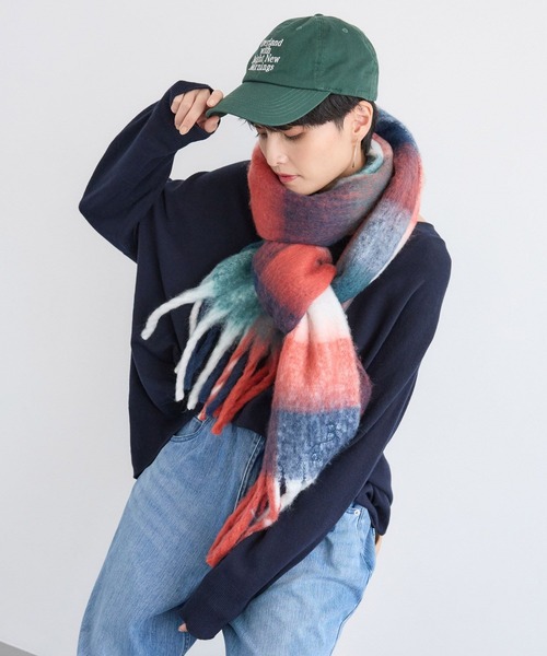 BARNYARDSTORM（バンヤードストーム）の「BARNYARDSTORM / 刺繍チェックストール【WEB限定カラー】（ストール/ショール・レディース・ブラック/イエロー/ブルー/レッド・FREE）」の15枚目の写真