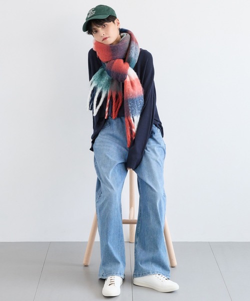 BARNYARDSTORM（バンヤードストーム）の「BARNYARDSTORM / 刺繍チェックストール【WEB限定カラー】（ストール/ショール・レディース・ブラック/イエロー/ブルー/レッド・FREE）」の17枚目の写真