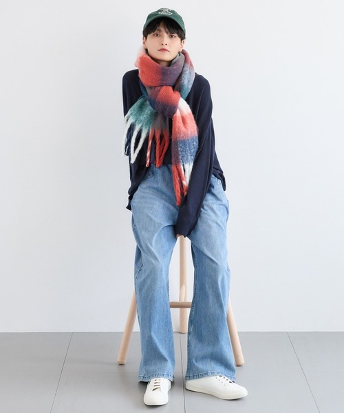 BARNYARDSTORM（バンヤードストーム）の「BARNYARDSTORM / 刺繍チェックストール【WEB限定カラー】（ストール/ショール・レディース・ブラック/イエロー/ブルー/レッド・FREE）」の18枚目の写真