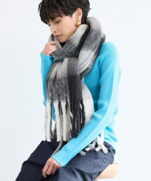 BARNYARDSTORM（バンヤードストーム）の「BARNYARDSTORM / 刺繍チェックストール【WEB限定カラー】（ストール/ショール・レディース・ブラック/イエロー/ブルー/レッド・FREE）」の21枚目の写真