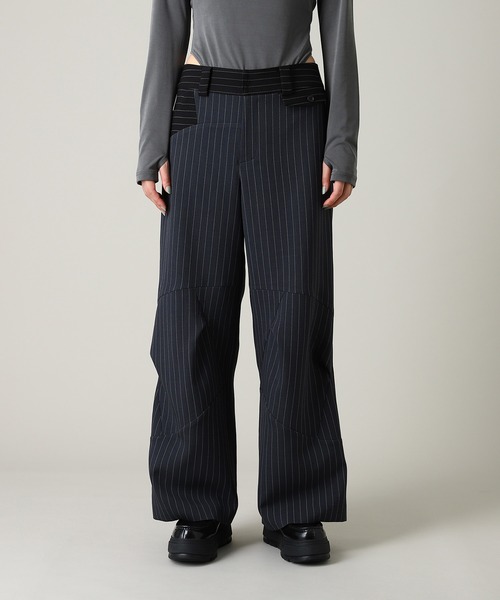 forget-me-nots(フォーゲットミーノッツ)の「Forget-me-nots Knee Fold Slacks FMN-25AW-PT-002(スラックス・レディース・グレー/ストライプ・SMALL/MEDIUM)」の1枚目の写真