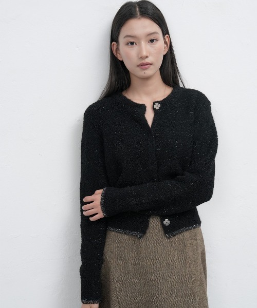 GENERAL IDEA(ジェネラルアイデア)の「【GENERAL IDEA】ブークレラメニットカーディガン / METAL MIX BOUCLE CARDIGAN(カーディガン/ボレロ・レディース・ブラック/ブラウン・L/M/S)」の1枚目の写真