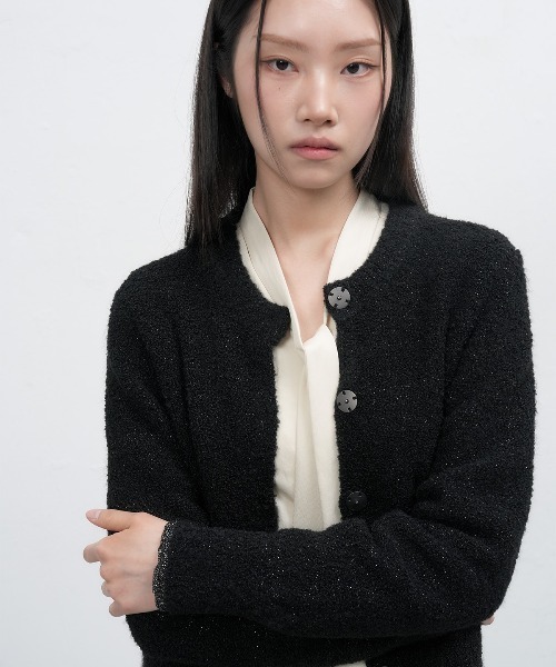 GENERAL IDEA(ジェネラルアイデア)の「【GENERAL IDEA】ブークレラメニットカーディガン / METAL MIX BOUCLE CARDIGAN(カーディガン/ボレロ・レディース・ブラック/ブラウン・L/M/S)」の19枚目の写真