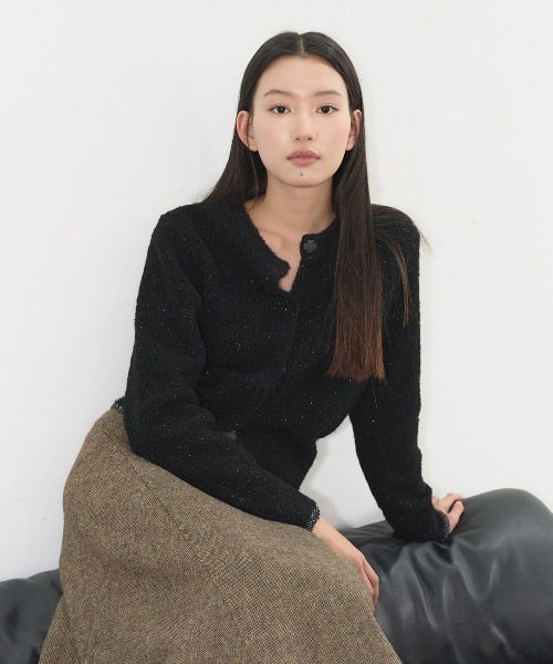 GENERAL IDEA(ジェネラルアイデア)の「【GENERAL IDEA】ブークレラメニットカーディガン / METAL MIX BOUCLE CARDIGAN(カーディガン/ボレロ・レディース・ブラック/ブラウン・L/M/S)」の18枚目の写真