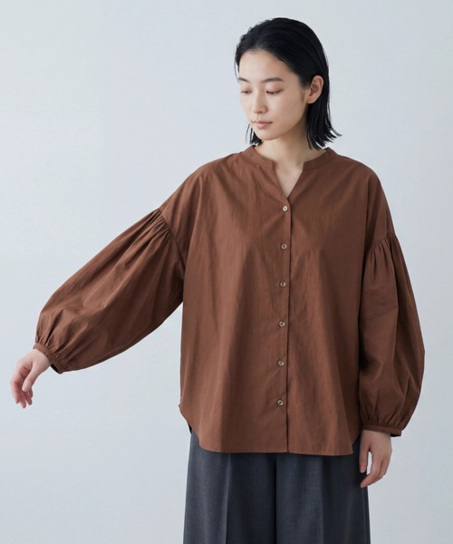 INNOCENT(イノセント)の「【ARC】【SWITCH by ARCH】Volume Sleeve Skipper Shirts ARM-706(シャツ/ブラウス・レディース・ブラウン/オフホワイト・FREE)」の2枚目の写真