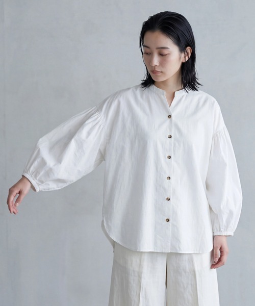 INNOCENT(イノセント)の「【ARC】【SWITCH by ARCH】Volume Sleeve Skipper Shirts ARM-706(シャツ/ブラウス・レディース・ブラウン/オフホワイト・FREE)」の1枚目の写真