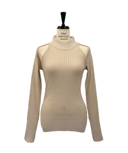 MAISON ELLIE(メゾンエリー)の「cut off high neck rib knit tops(ニット/セーター・レディース・ベージュ・FREE)」の1枚目の写真