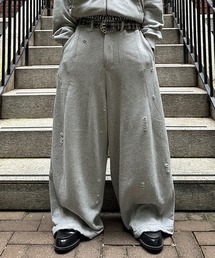 FADEPROCESSING THERMAL DOCKING DAMAGE BAGGY SWEAT PANTS/フェード加工サーマルドッキングダメージバギースウェットパンツ