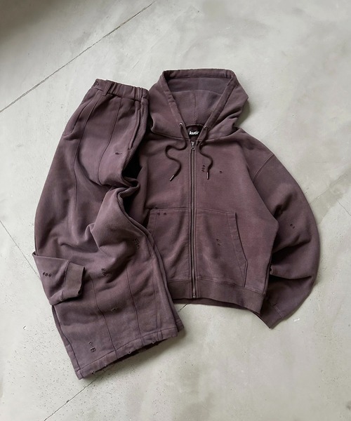 kutir(クティール)の「FADEPROCESSING THERMAL DOCKING DAMAGE BAGGY SWEAT PANTS/フェード加工サーマルドッキングダメージバギースウェットパンツ(スウェットパンツ・メンズ・杢グレー/ブラウン/ブラック・SMALL/MEDIUM/LARGE)」の4枚目の写真