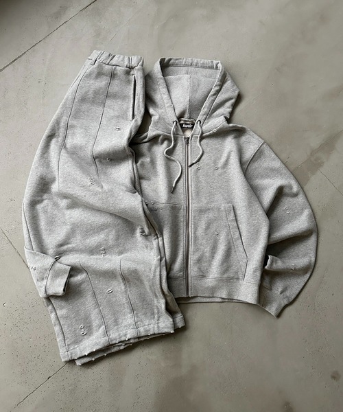 kutir(クティール)の「FADEPROCESSING THERMAL DOCKING DAMAGE BAGGY SWEAT PANTS/フェード加工サーマルドッキングダメージバギースウェットパンツ(スウェットパンツ・メンズ・杢グレー/ブラウン/ブラック・SMALL/MEDIUM/LARGE)」の5枚目の写真