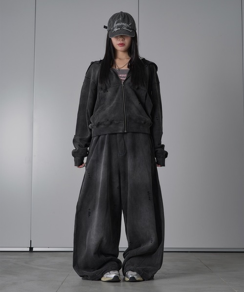 kutir(クティール)の「FADEPROCESSING THERMAL DOCKING DAMAGE BAGGY SWEAT PANTS/フェード加工サーマルドッキングダメージバギースウェットパンツ(スウェットパンツ・メンズ・杢グレー/ブラウン/ブラック・SMALL/MEDIUM/LARGE)」の16枚目の写真