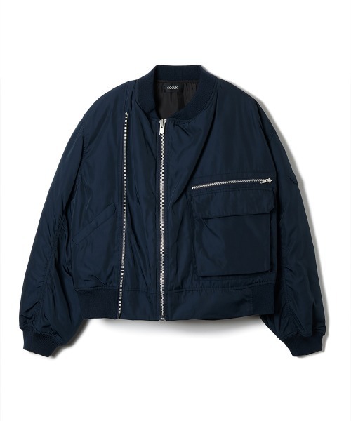 soduk（スドーク）の「double zip ma-1 jacket（MA-1・レディース・ブラック/ネイビー・ONE SIZE）」の3枚目の写真