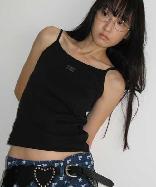 RONRON(ロンロン)の「SIMPLE LOGO POINT SLEEVELESS BLACK(Tシャツ/カットソー・レディース・その他・FREE)」の1枚目の写真