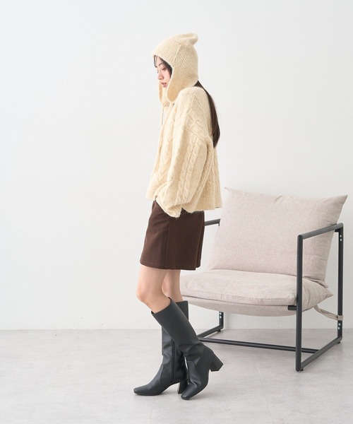 earth music&ecology（アースミュージックアンドエコロジー）の「モヘヤタッチケーブルニットプルオーバー（ニット/セーター・レディース・レッド/杢グレー/アイボリー・FREE）」の16枚目の写真