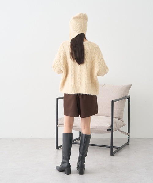 earth music&ecology（アースミュージックアンドエコロジー）の「モヘヤタッチケーブルニットプルオーバー（ニット/セーター・レディース・レッド/杢グレー/アイボリー・FREE）」の17枚目の写真