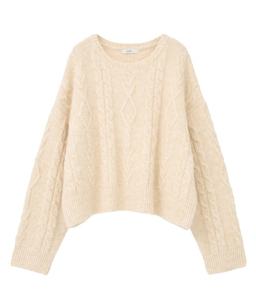 earth music&ecology（アースミュージックアンドエコロジー）の「モヘヤタッチケーブルニットプルオーバー（ニット/セーター・レディース・レッド/杢グレー/アイボリー・FREE）」の4枚目の写真