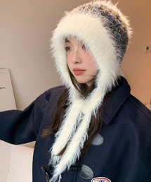 SANSeLF（サンセルフ）の「【SANSeLF】 フェザーニット帽 ファーミックスデザイン saa25a174（ニットキャップ/ビーニー）」