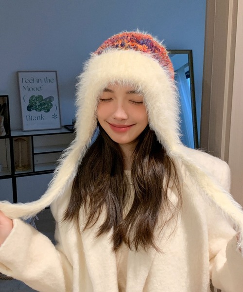 SANSeLF】 フェザーニット帽 ファーミックスデザイン saa25a174