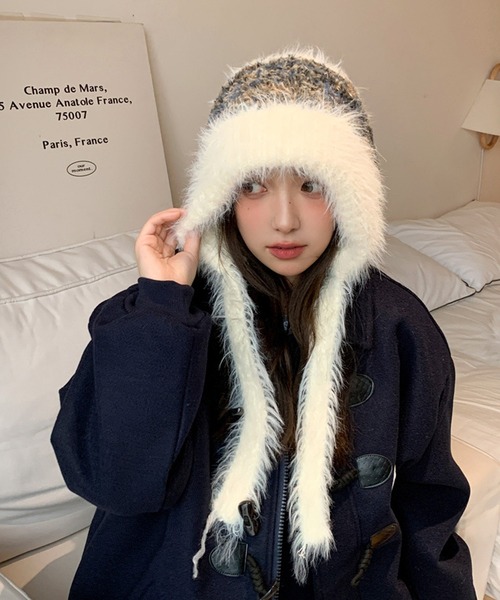 SANSeLF】 フェザーニット帽 ファーミックスデザイン saa25a174