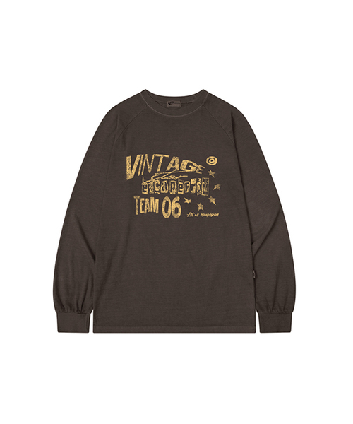 ESCAPEFROM（エスケープフロム）の「VLT LOGOプリントオーバーサイズピグメントロングスリーブ [4色]（Tシャツ/カットソー・レディース・ブルー/グレー/バーガンディー/ブラウン・MEDIUM）」の3枚目の写真
