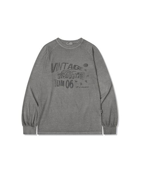 ESCAPEFROM（エスケープフロム）の「VLT LOGOプリントオーバーサイズピグメントロングスリーブ [4色]（Tシャツ/カットソー・レディース・ブルー/グレー/バーガンディー/ブラウン・MEDIUM）」の2枚目の写真