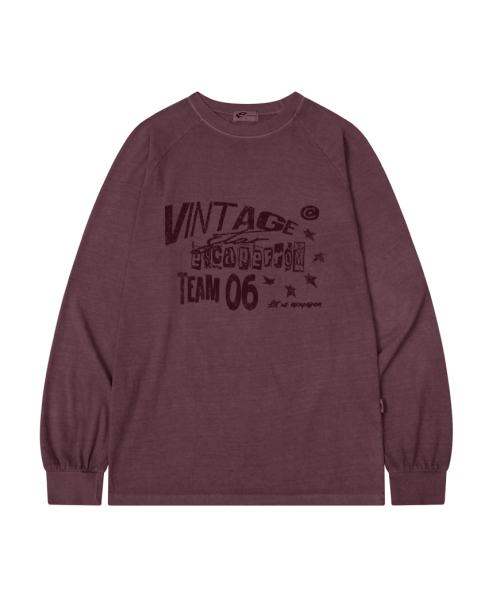 ESCAPEFROM（エスケープフロム）の「VLT LOGOプリントオーバーサイズピグメントロングスリーブ [4色]（Tシャツ/カットソー・レディース・ブルー/グレー/バーガンディー/ブラウン・MEDIUM）」の6枚目の写真