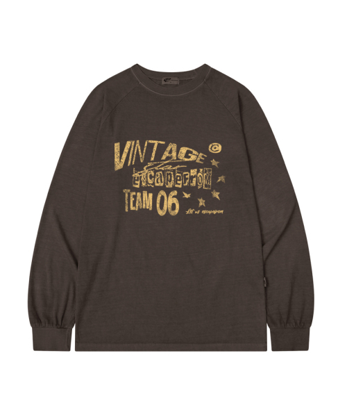 ESCAPEFROM（エスケープフロム）の「VLT LOGOプリントオーバーサイズピグメントロングスリーブ [4色]（Tシャツ/カットソー・レディース・ブルー/グレー/バーガンディー/ブラウン・MEDIUM）」の7枚目の写真