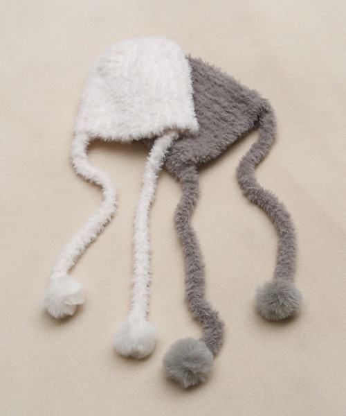 GLOBAL WORK（グローバルワーク）の「ポンポンニットワッチ/606708（ニットキャップ/ビーニー・キッズ・オフホワイト/グレー系その他3・FREE）」の3枚目の写真