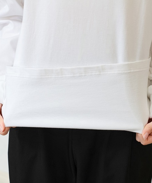 DAYRA(デイラ)の「コットン クルーネック 袖口 切替 カットソー(Tシャツ/カットソー・レディース・ホワイト/ブラック・S/M/XL)」の13枚目の写真