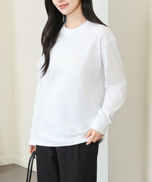 DAYRA(デイラ)の「コットン クルーネック 袖口 切替 カットソー(Tシャツ/カットソー・レディース・ホワイト/ブラック・S/M/XL)」の8枚目の写真