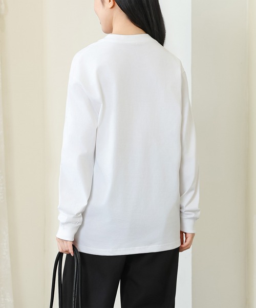 DAYRA(デイラ)の「コットン クルーネック 袖口 切替 カットソー(Tシャツ/カットソー・レディース・ホワイト/ブラック・S/M/XL)」の14枚目の写真