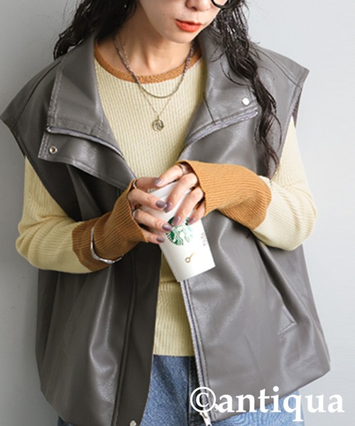 antiqua（アンティカ）の「配色リブニット トップス（ニット/セーター・レディース・ホワイト系その他/ブラウン/グレー系その他2/アイボリー/ブラック/グレー系その他/ブラウン系その他/ブラック系その他/グレー/チャコールグレー・ONESIZE）」の19枚目の写真