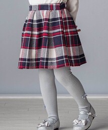 【日本製】【お揃い】ウールチェックフロントタックスカート(100~140cm)