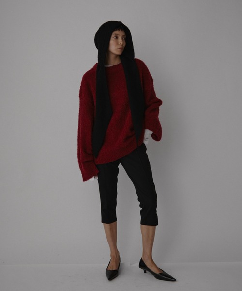 VION(ヴィオン)の「ケーブルニットフードマフラー / Cable Knit Hood Muffler(ストール/ショール・レディース・ブラック/グレー・FREE)」の11枚目の写真