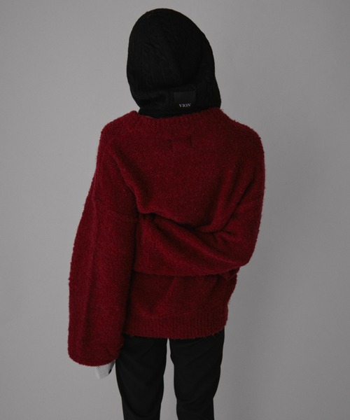 VION(ヴィオン)の「ケーブルニットフードマフラー / Cable Knit Hood Muffler(ストール/ショール・レディース・ブラック/グレー・FREE)」の15枚目の写真