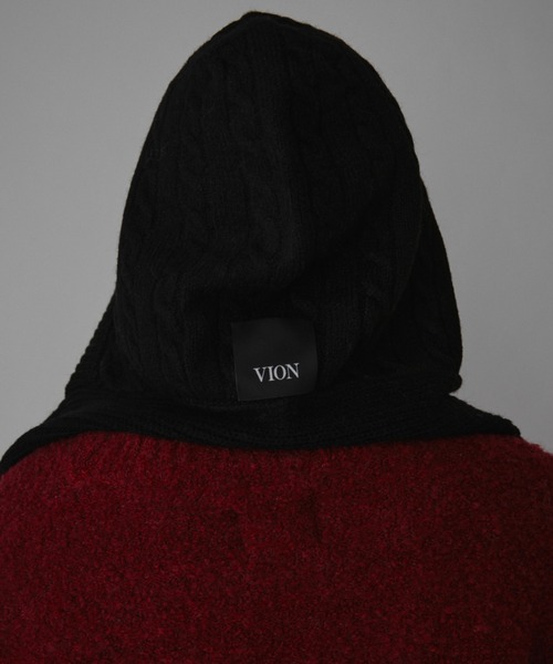 VION(ヴィオン)の「ケーブルニットフードマフラー / Cable Knit Hood Muffler(ストール/ショール・レディース・ブラック/グレー・FREE)」の16枚目の写真