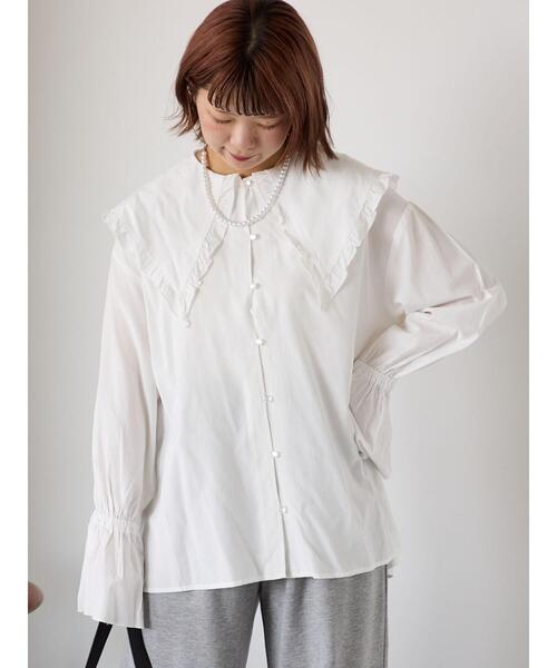 ehka sopo（エヘカソポ）の「ビックカラーブラウス（シャツ/ブラウス・レディース・ブラック/オフホワイト/キナリ・F）」の2枚目の写真