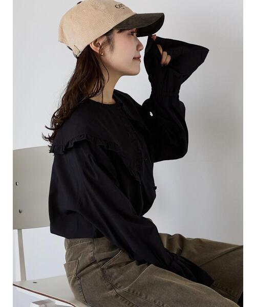 ehka sopo（エヘカソポ）の「ビックカラーブラウス（シャツ/ブラウス・レディース・ブラック/オフホワイト/キナリ・F）」の4枚目の写真