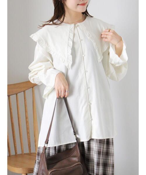 ehka sopo（エヘカソポ）の「ビックカラーブラウス（シャツ/ブラウス・レディース・ブラック/オフホワイト/キナリ・F）」の10枚目の写真