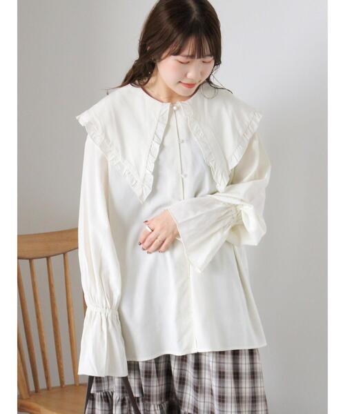 ehka sopo（エヘカソポ）の「ビックカラーブラウス（シャツ/ブラウス・レディース・ブラック/オフホワイト/キナリ・F）」の11枚目の写真