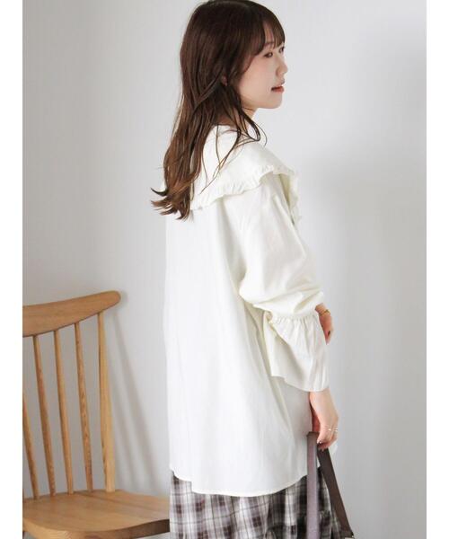 ehka sopo（エヘカソポ）の「ビックカラーブラウス（シャツ/ブラウス・レディース・ブラック/オフホワイト/キナリ・F）」の12枚目の写真